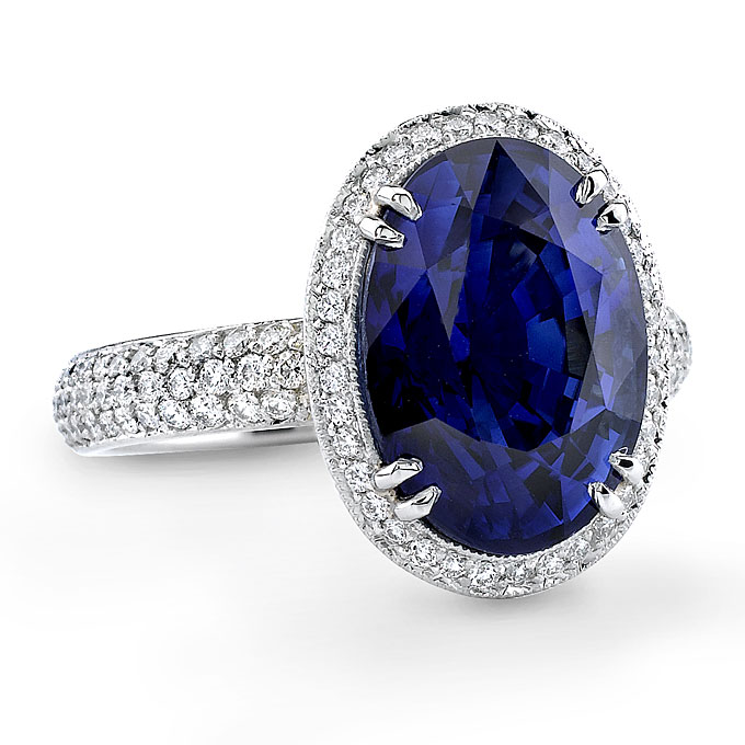 Sterling silver ring with labcreated sapphire and diamonds 5999 