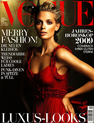 Julia Stegner is the cover girl of the December 2008 issue of Vogue Germany