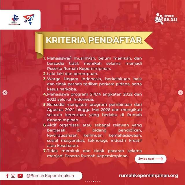 Kesempatan Terakhir Gabung Beasiswa Rumah Kepemimpinan Angkatan XII, INGAT HANYA SAMPAI 29 FEBRUARI