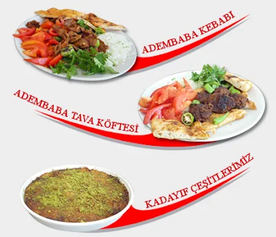 adem baba kebap kadayıf menü