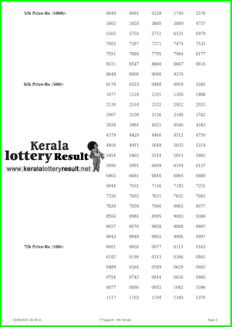 Off. Kerala Lottery Result; 15.06.2023 Karunya Plus Lottery Results Today "KN 474".