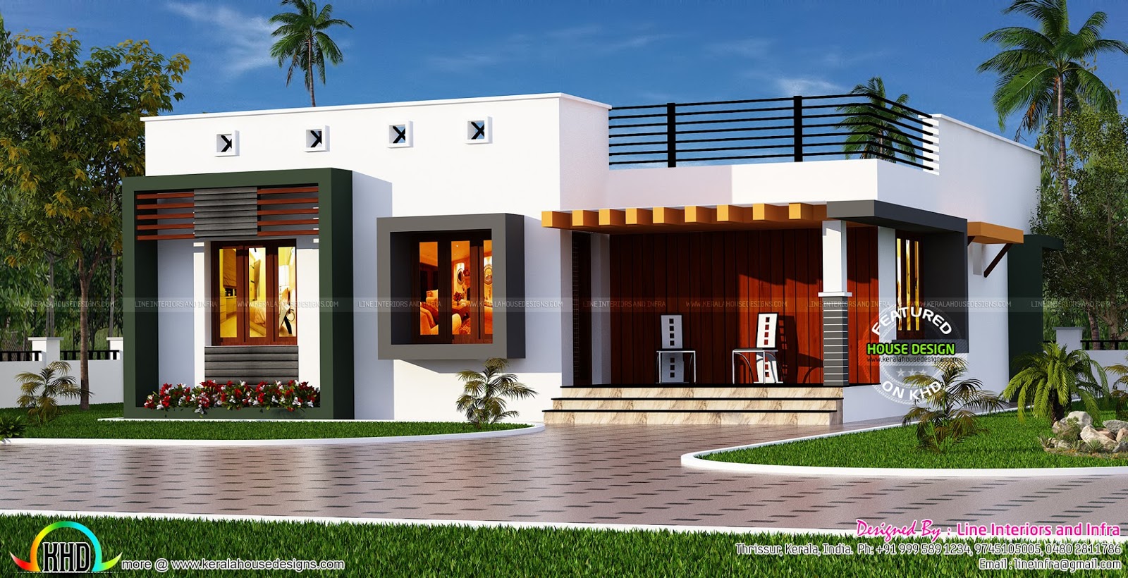 Box type single  floor  house  Kerala home  design  and floor  