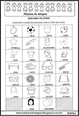 Completar palavras com letras alfabeto