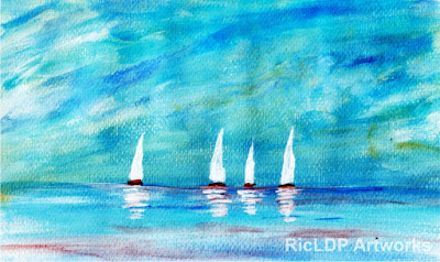 semi-abstract sailboat acrylic painting