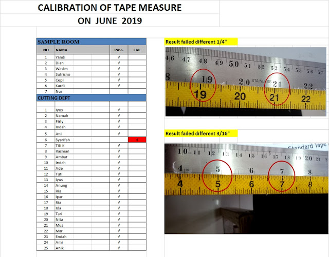 calibration of tape measurement garment