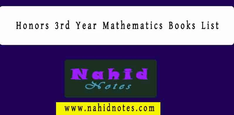Honors 3rd Year Mathematics Books List