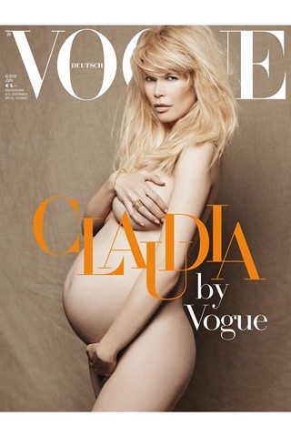 Claudia Schiffer naked pregnant Vogue cover