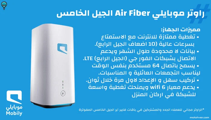رواتر موبايلي Air Fiber الجيل الخامس