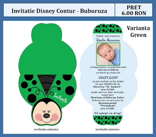 invitatii botez contur Buburuza