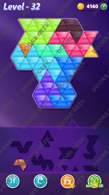 Block! Triangle Puzzle 9 Mania Level 32 Solution, Cheats, Walkthrough for Android, iPhone, iPad and iPod