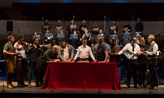 Roderick Williams as Christ, centre, performs The Last Supper with the BBCSSO. Photograph: Alex Woodward/BBC 