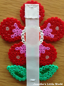 Sewing ribbon to Hama bead craft