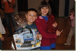 Breakfast with Santa 2010--Elijah won a raffle prize
