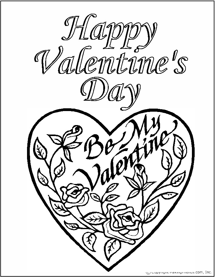 Happy Valentines Day Coloring Sheets Printable Cards 4