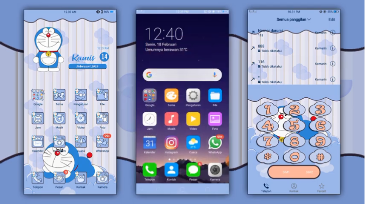 Tema Doraemon  untuk  Android Oppo  Terbaru