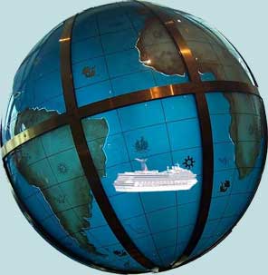 Ship sailing the globe