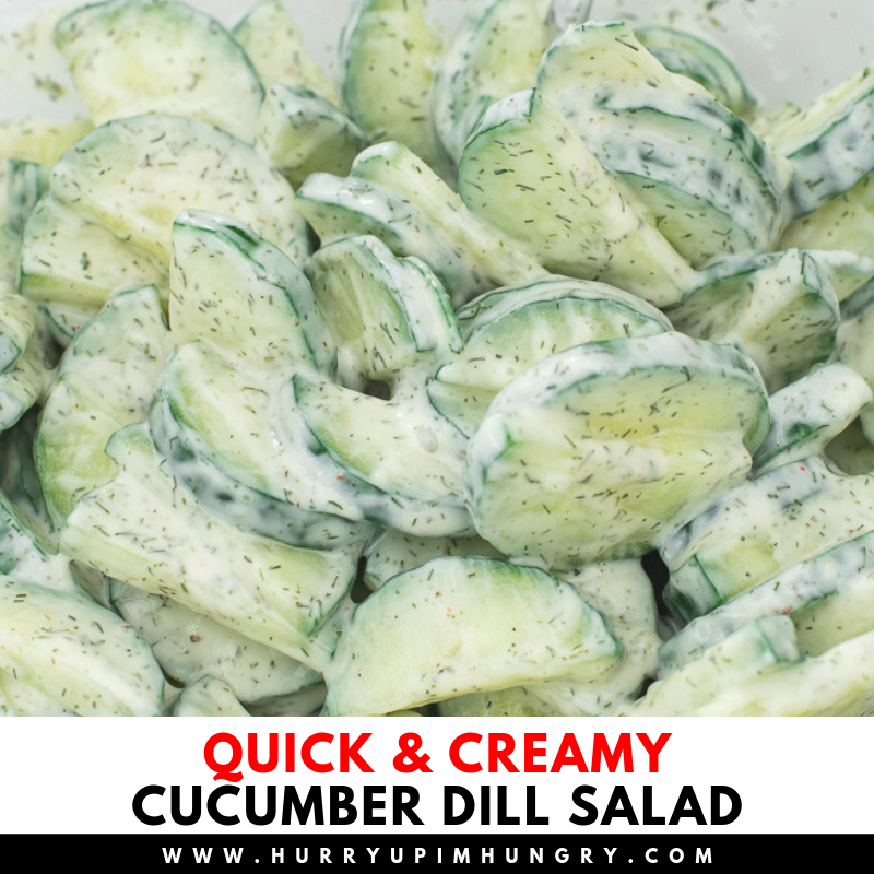 Creamy cucumber salad with mayo and dill