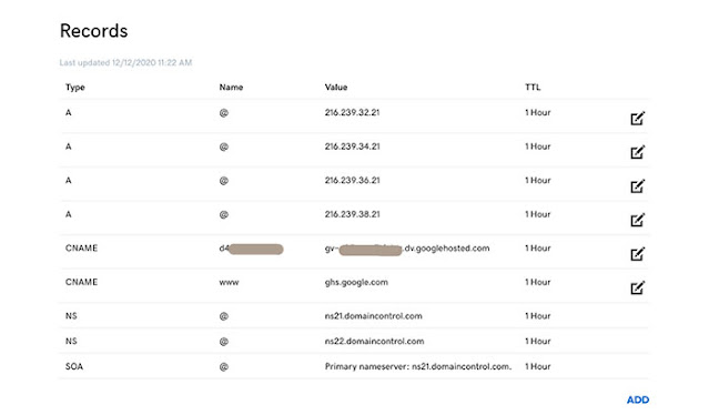 Contoh DNS Setting Records Godaddy