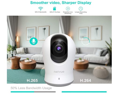 NETVUE 2K 3MP Indoor Camera with 360° 8X PTZ