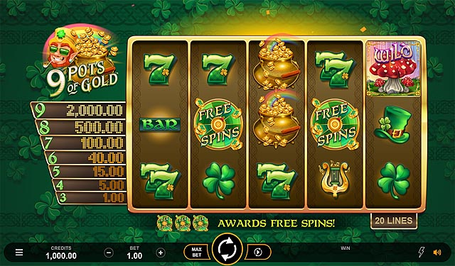 Ulasan Slot Microgaming Indonesia - 9 Pots of Gold Slot Online