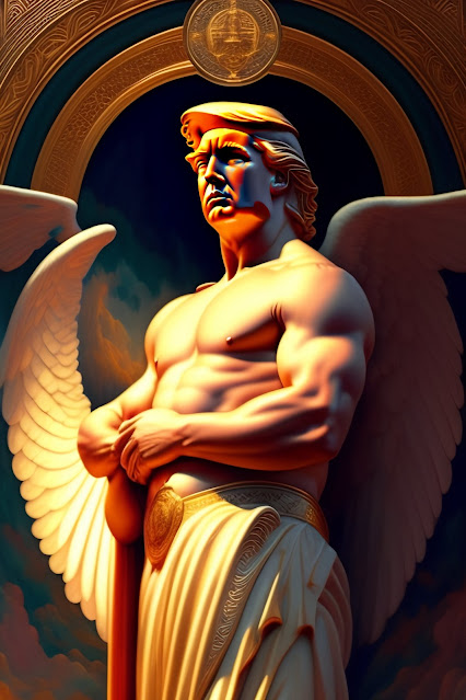 Donald Trump Sculpture with angel Wings iPhone Wallpaper