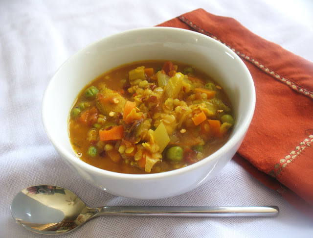 curried lentil and barley vegetable soup
