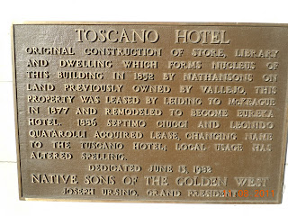 plaque at Toscano hotel in sonoma