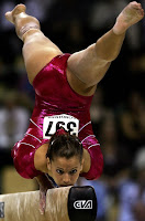 Alicia Sacramone does the splits and her pussy mound stands out