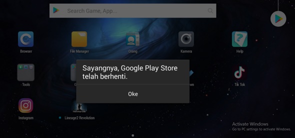 cara mengatasi Sayangnya Google Play Store Telah Berhenti Pada NOX Player 0