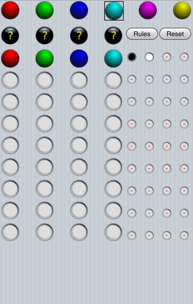 Iphone Webアプリ ヒントを元に4つのボールの色と場所を当てる ヒット アンド ブロー ゲーム Mastermind Webstjam