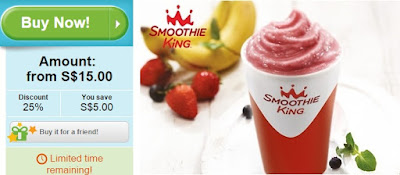 Smoothie King cash voucher offer, nutritional smoothie, Groupon Singapore