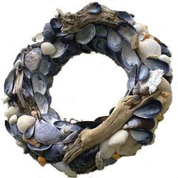 Nautical, sea shell themed wreath for home decorating