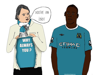 Mario Balotelli Roberto Mancini Funny Cartoon Manchester City Hd Desktop Wallpaper