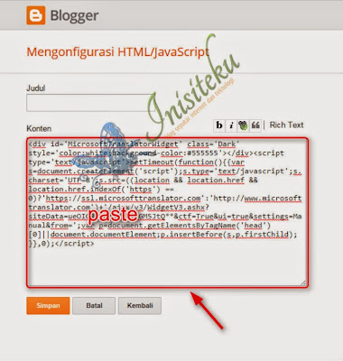 memasang widget bing translate bahasa di blog