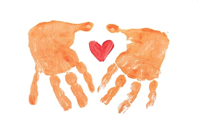 Hand print and heart