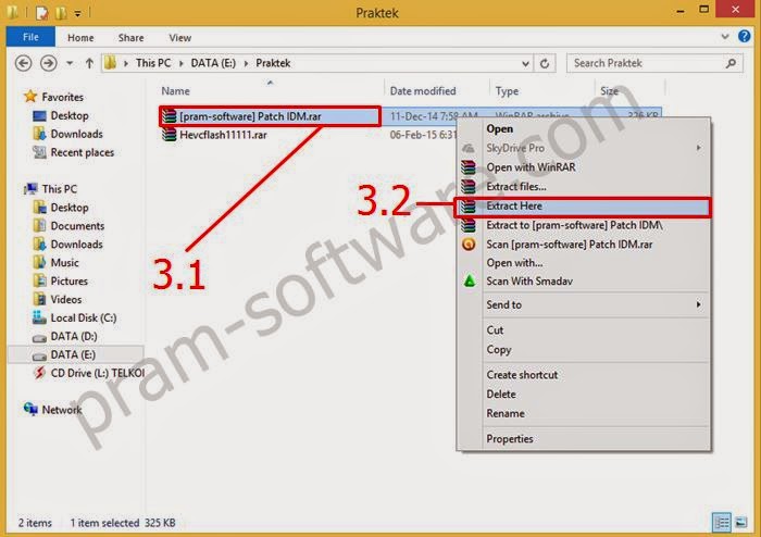 Mengekstrak File menggunakan perintah Extract Here