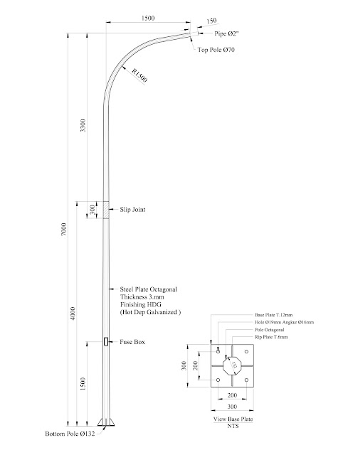  Tiang Pju Oktagonal 4 Meter 