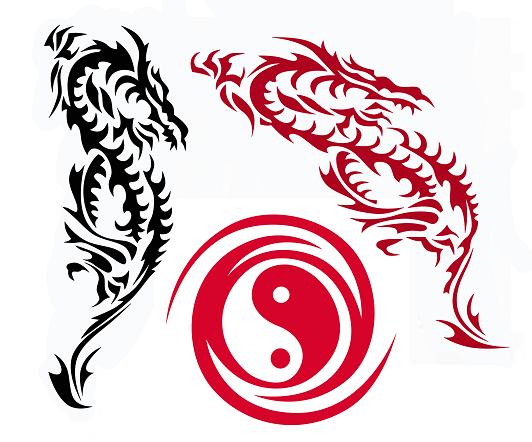 Dragon Tattoo Design With Ying Yang