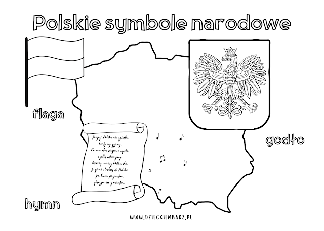 symbole narodowe kolorowanki