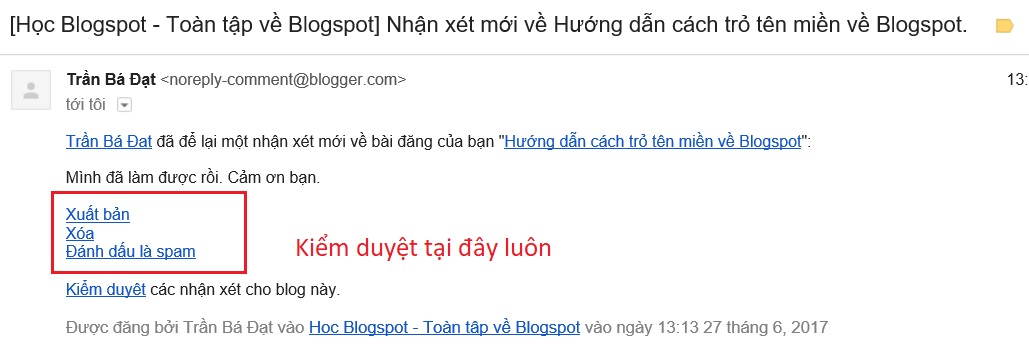 Duyet nhan xet Blogspot Cấp Tốc qua mail