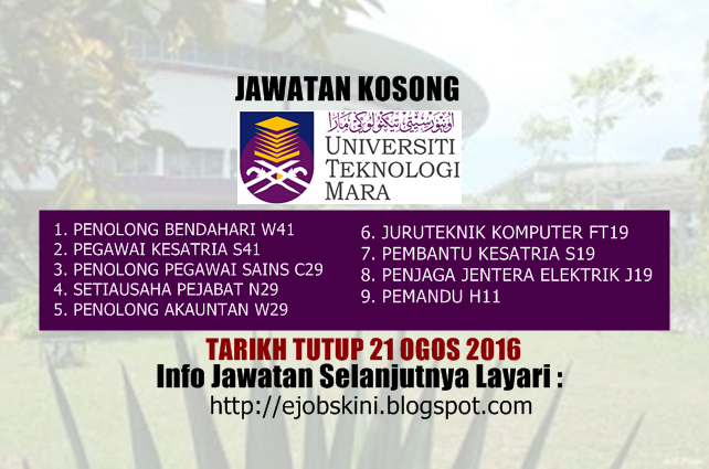 jawatan kosong di uitm sarawak ogos 2016