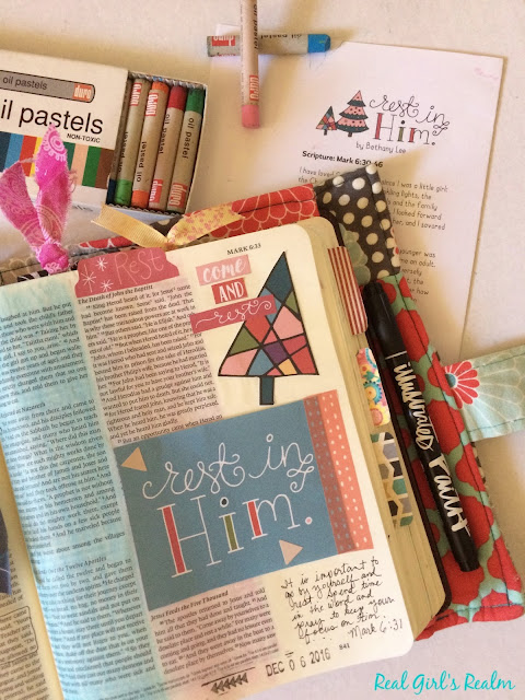 Bible Journaling using the Rest in Him devotional