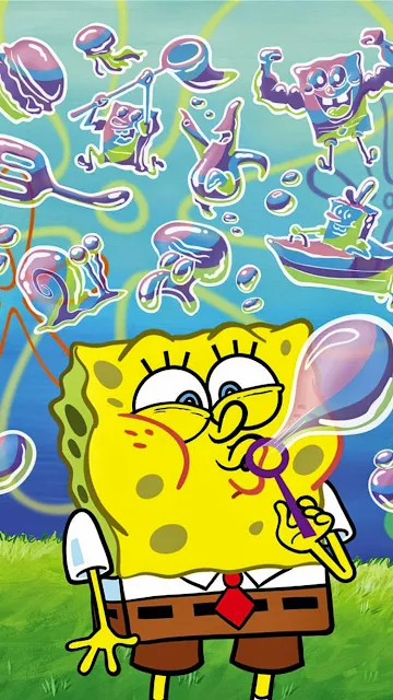 iPhone Wallpaper Cartoon SpongeBob Blowing Bubbles