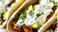 Spicy Chicken and Avocado tacos with Creamy Cilantro Lime Sauce