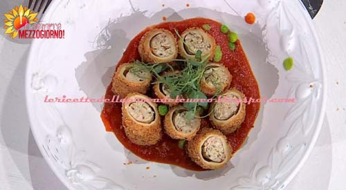 Cannelloni fritti con cozze e piselli ricetta Michele Farru