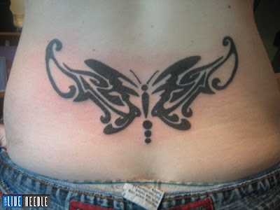 lower back butterfly tattoos. Tribal Lower Back Butterfly
