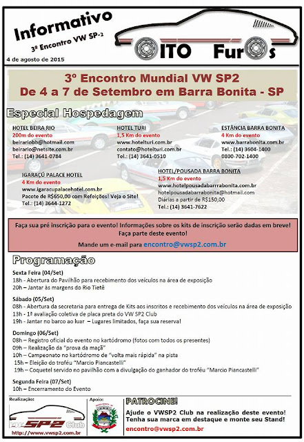 3º Encontro Mundial de SP2 em Barra Bonita - Informativo