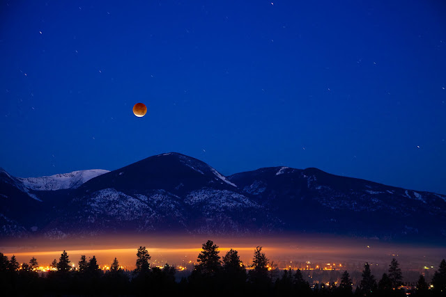 Lunar Eclipse seen over Bitterroot Mountains