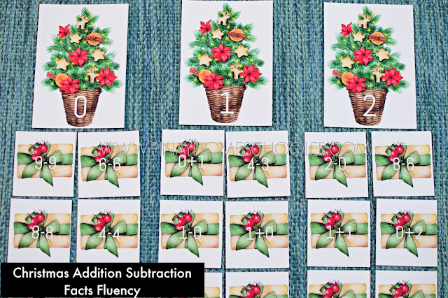 Winter and Christmas Addition and Subtraction Facts Sorting Activity