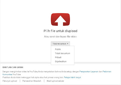 memasukan video dengan beberapa pilihan upload